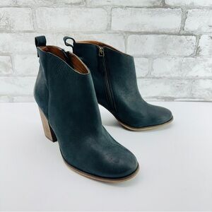 BP Lea Womens Ankle Boots Leather Black Sz 11 Round Toe Zip Block Western Chic